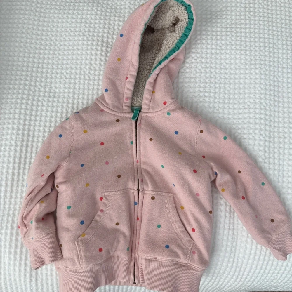 Mini Boden Sherpa Lined Confetti dot hoodie toddler 3-4 years - Picture 2 of 4